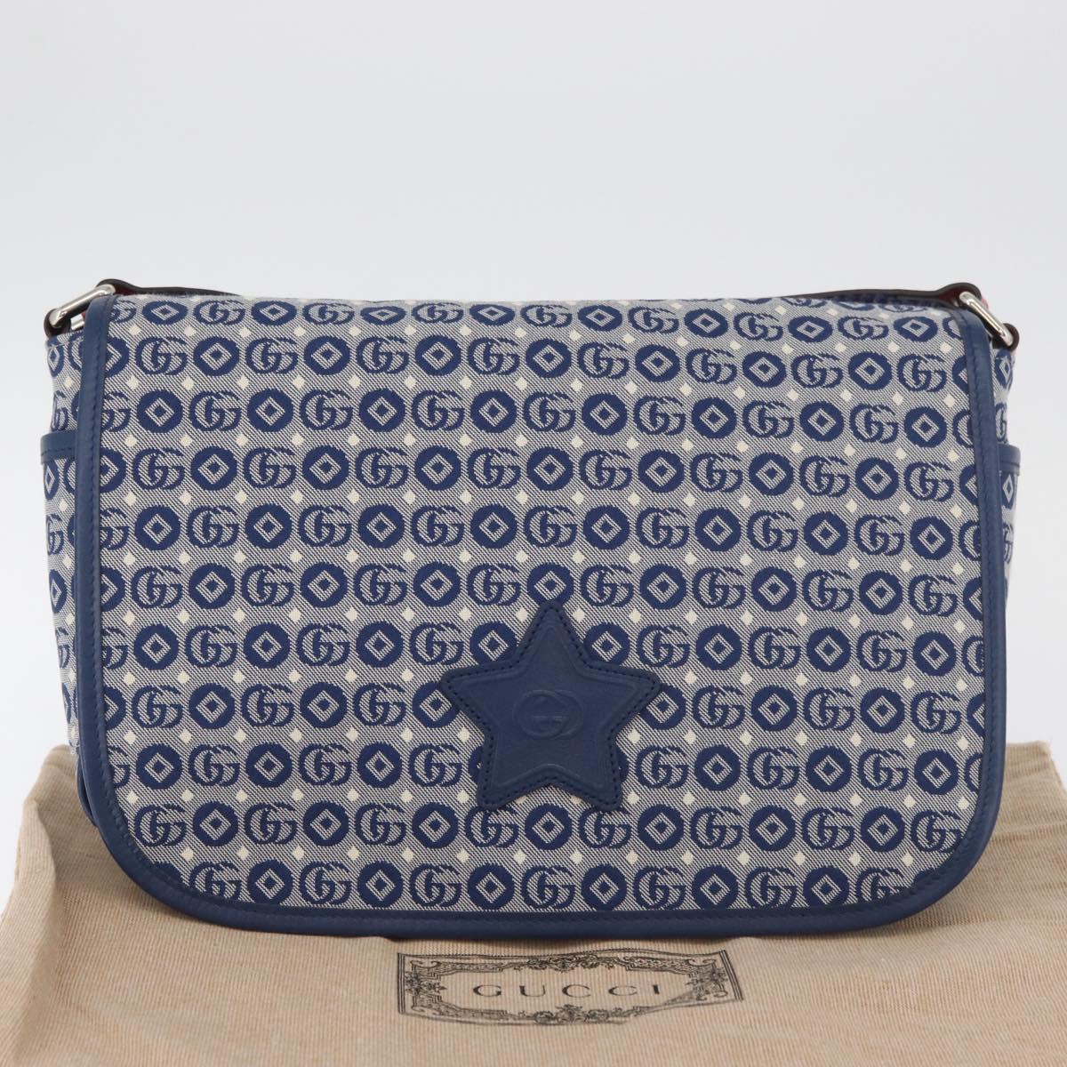 GUCCI Children's Shoulder Bag Canvas Silver Blue 664143 Auth BA12815