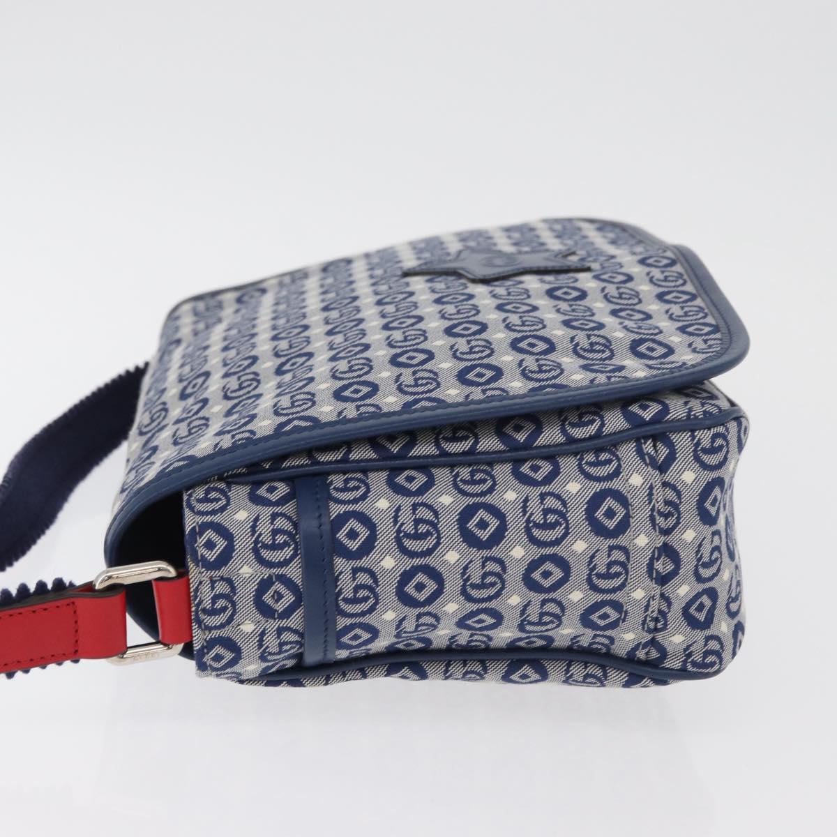 GUCCI Children's Shoulder Bag Canvas Silver Blue 664143 Auth BA12815