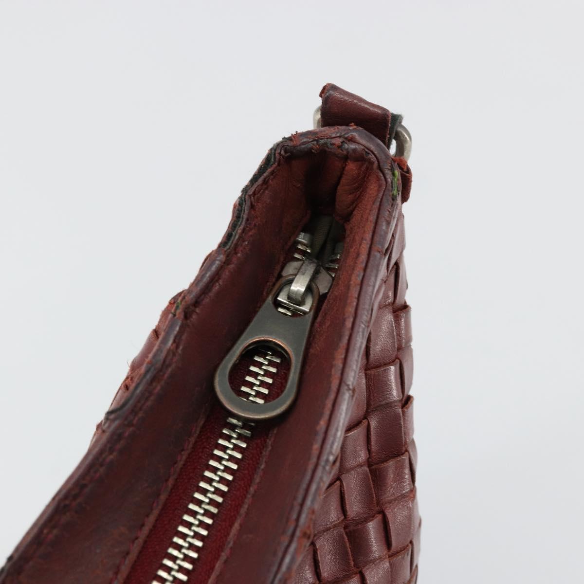 BOTTEGA VENETA INTRECCIATO Bag Leather Bordeaux Silver 276357 Auth BA12816