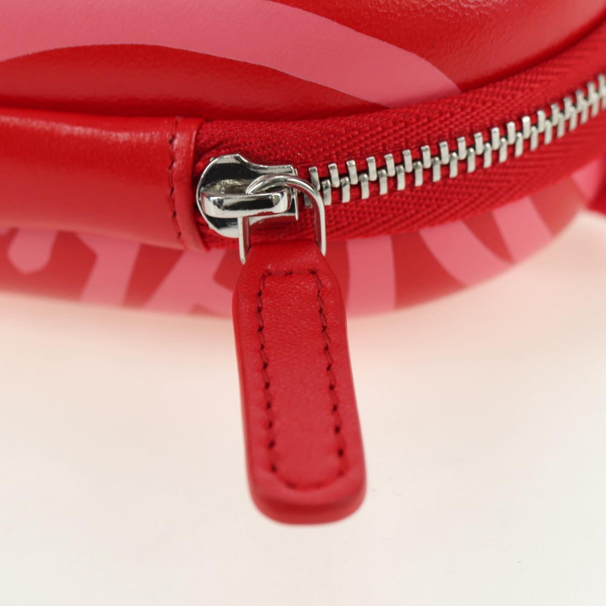 CHANEL Chain Pouch Shoulder Bag Leather Red Silver CC Auth BA12817SAM