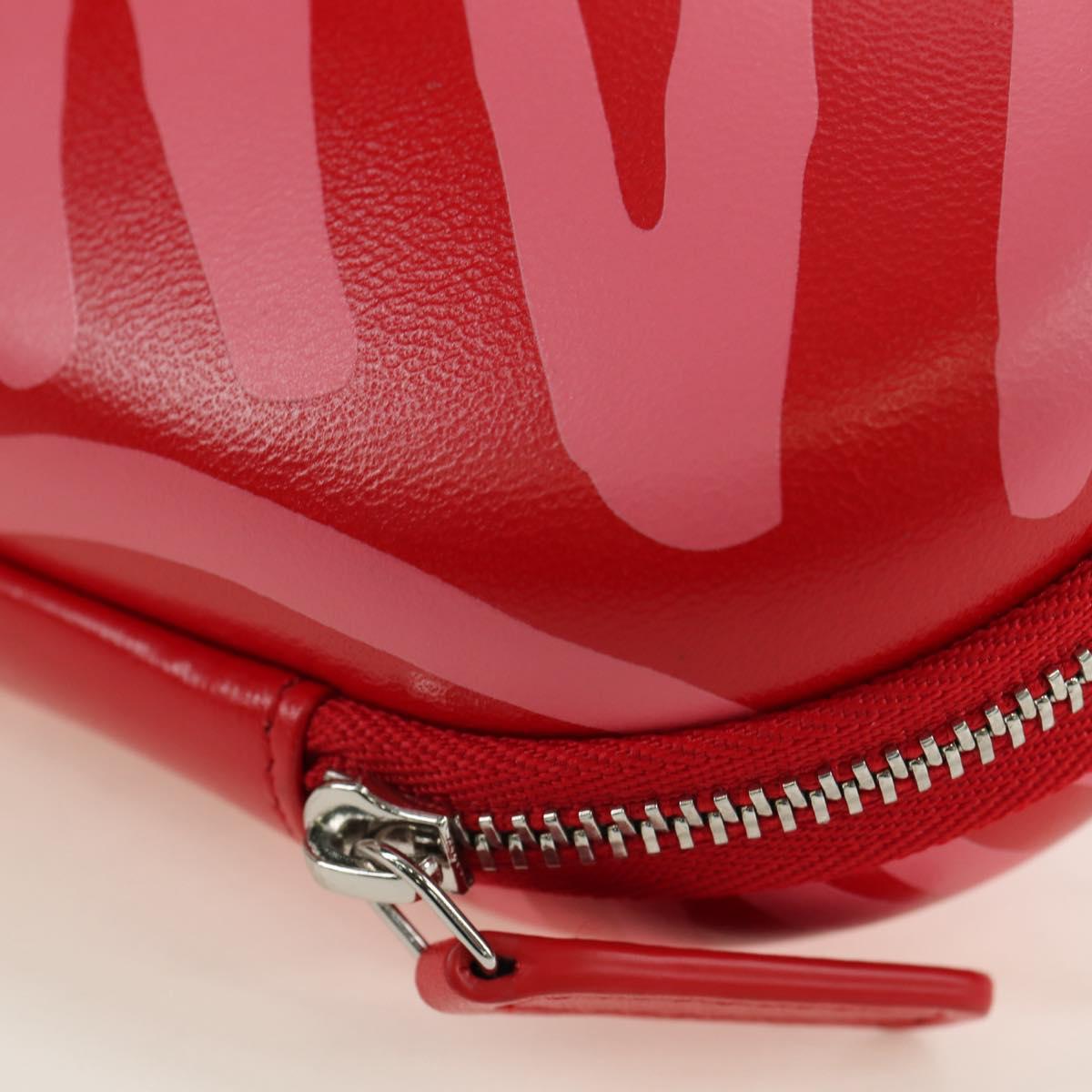 CHANEL Chain Pouch Shoulder Bag Leather Red Silver CC Auth BA12817SAM