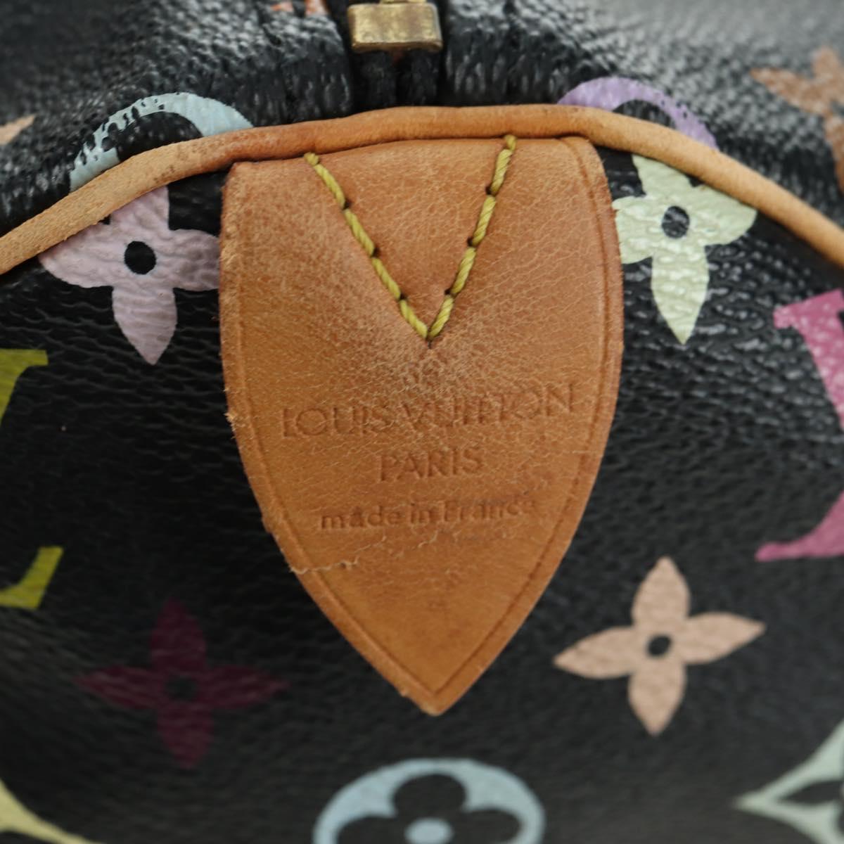 LOUIS VUITTON Monogram Multicolor Speedy 30 Hand Bag Black M92642 Auth BA12818V