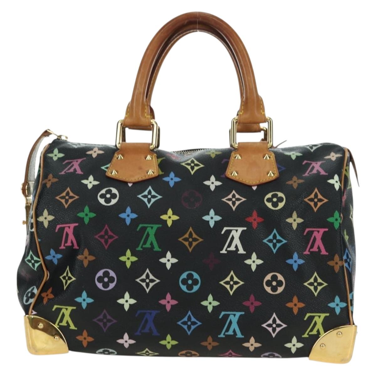 LOUIS VUITTON Monogram Multicolor Speedy 30 Hand Bag Black M92642 Auth BA12818V