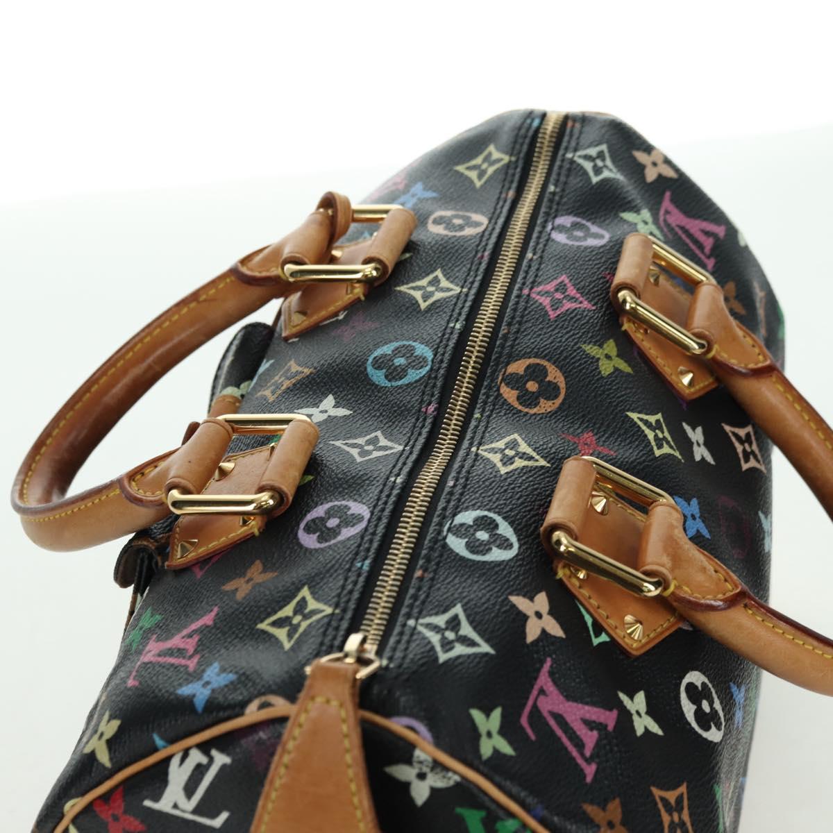LOUIS VUITTON Monogram Multicolor Speedy 30 Hand Bag Black M92642 Auth BA12818V