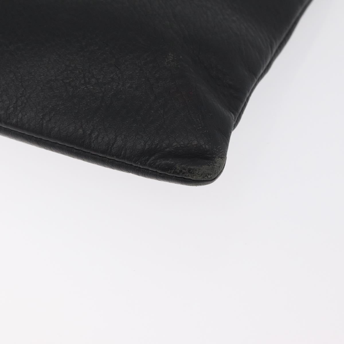 BALENCIAGA Everyday Clutch Bag Leather Black Silver 485110 Auth BA12823A