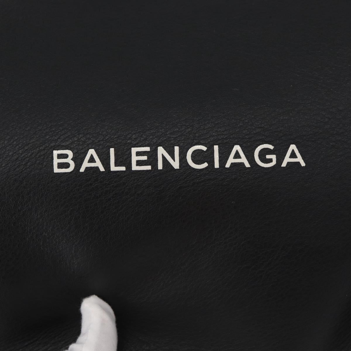 BALENCIAGA Everyday Clutch Bag Leather Black Silver 485110 Auth BA12823A