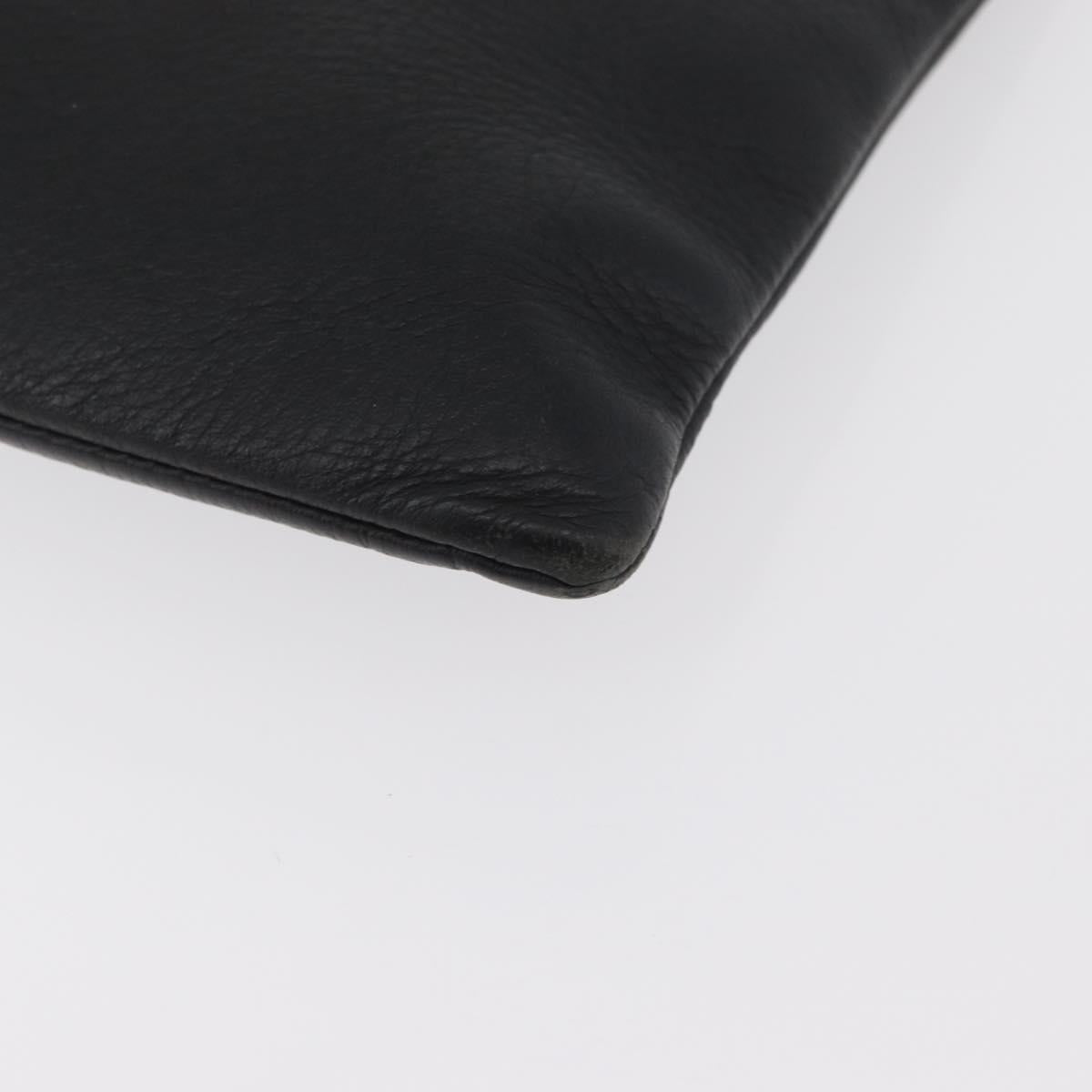 BALENCIAGA Everyday Clutch Bag Leather Black Silver 485110 Auth BA12823A