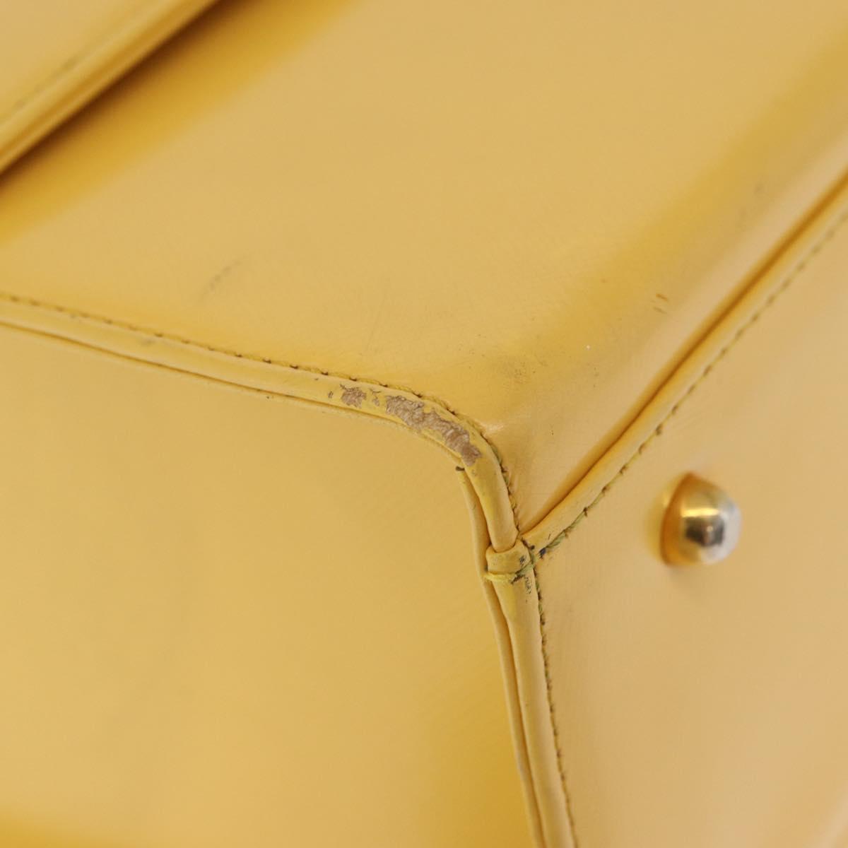 Gianni Versace Vanity Hand Bag Leather Yellow Gold Auth BA12828