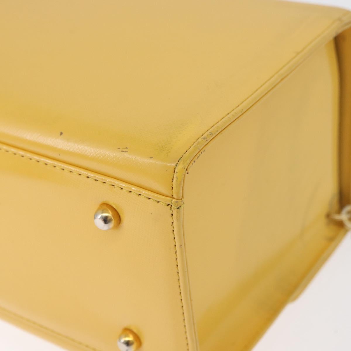 Gianni Versace Vanity Hand Bag Leather Yellow Gold Auth BA12828