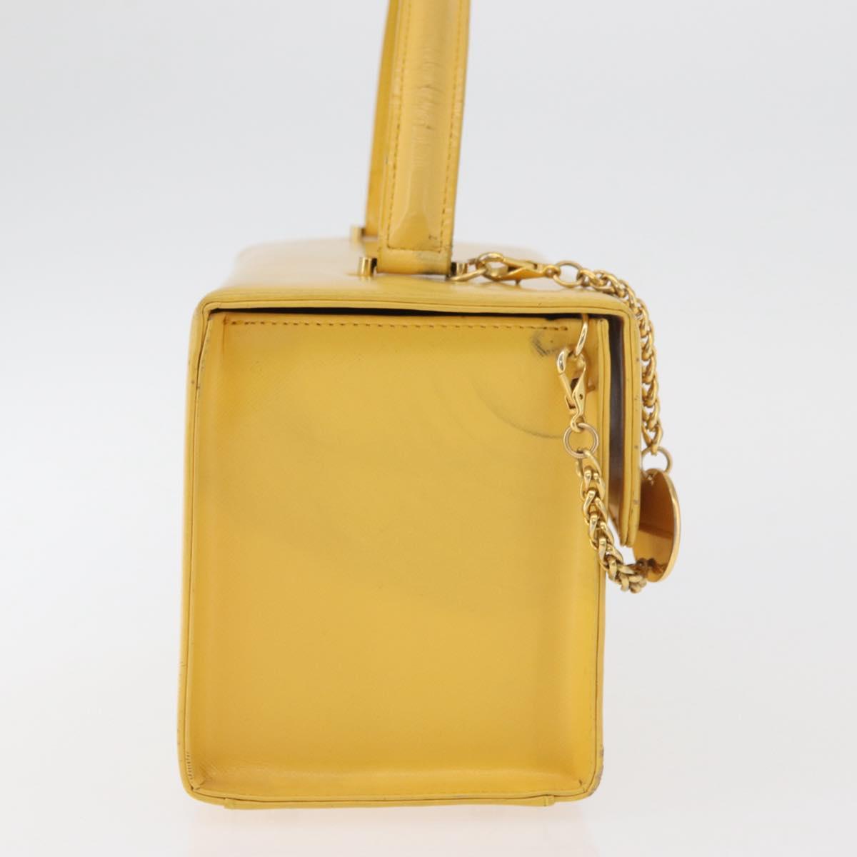 Gianni Versace Vanity Hand Bag Leather Yellow Gold Auth BA12828