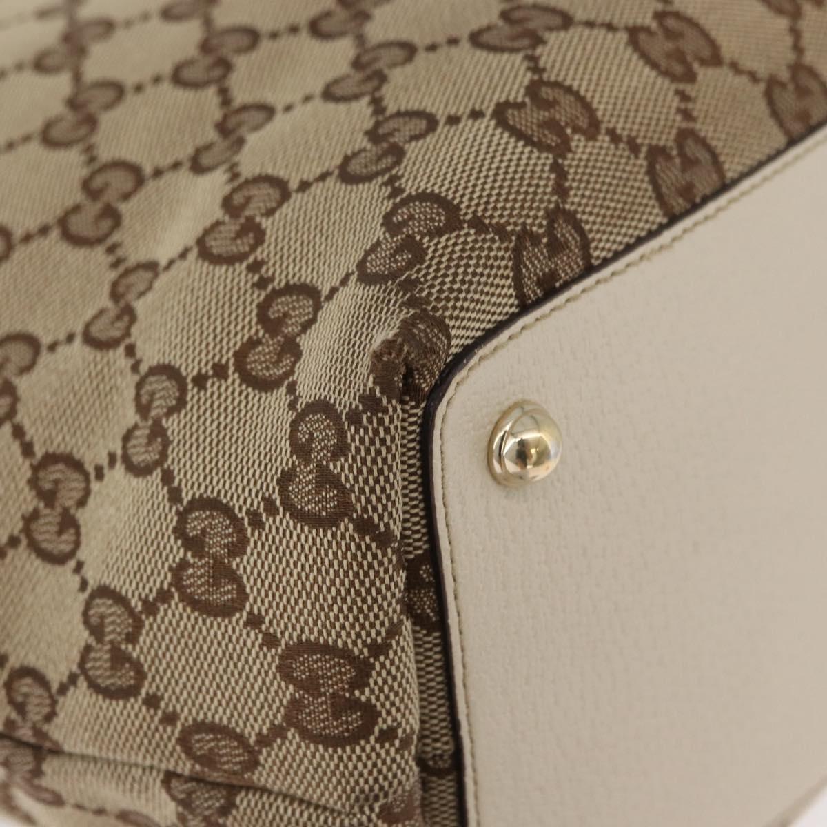 GUCCI GG Canvas Tote Bag Beige Gold 120836 Auth BA12830