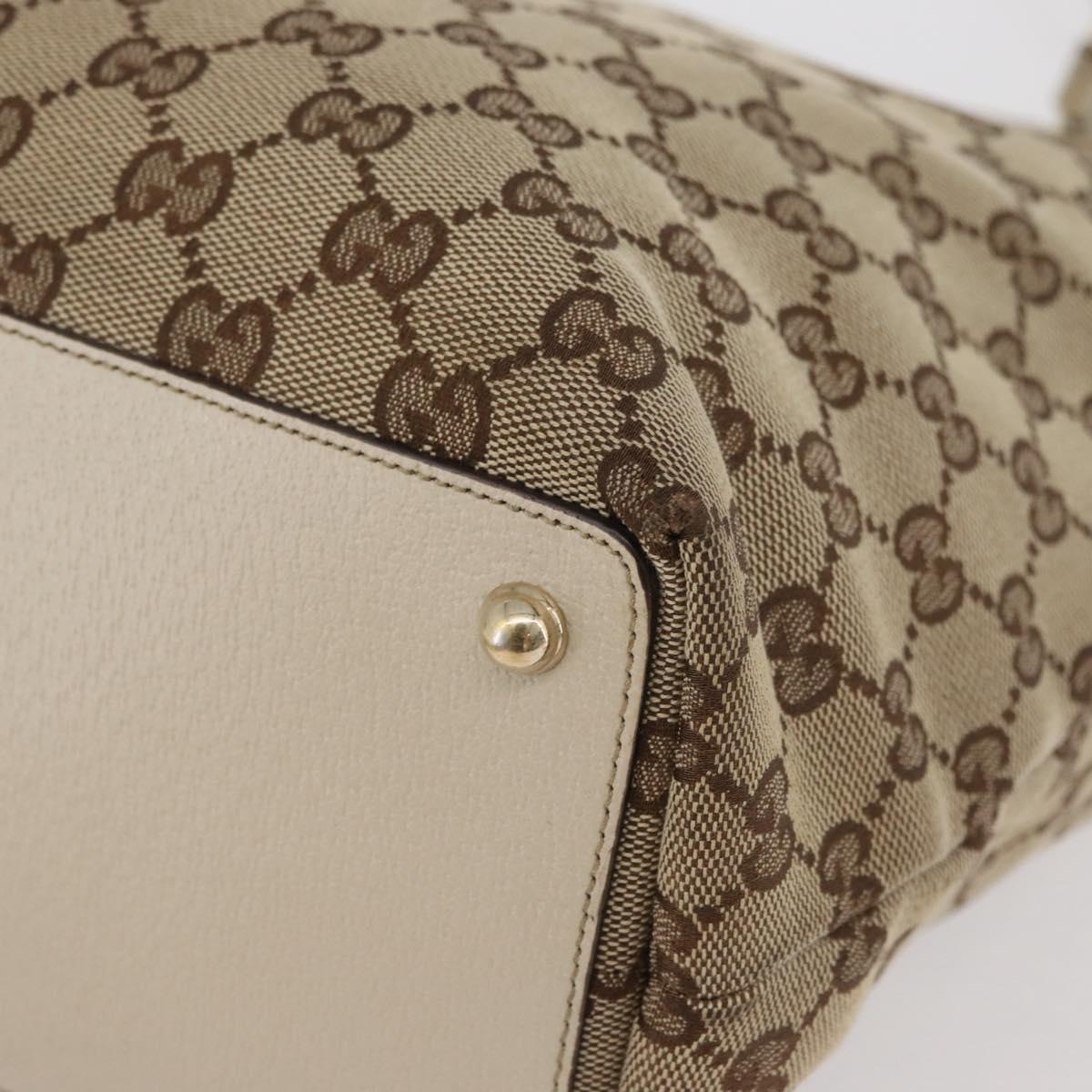 GUCCI GG Canvas Tote Bag Beige Gold 120836 Auth BA12830