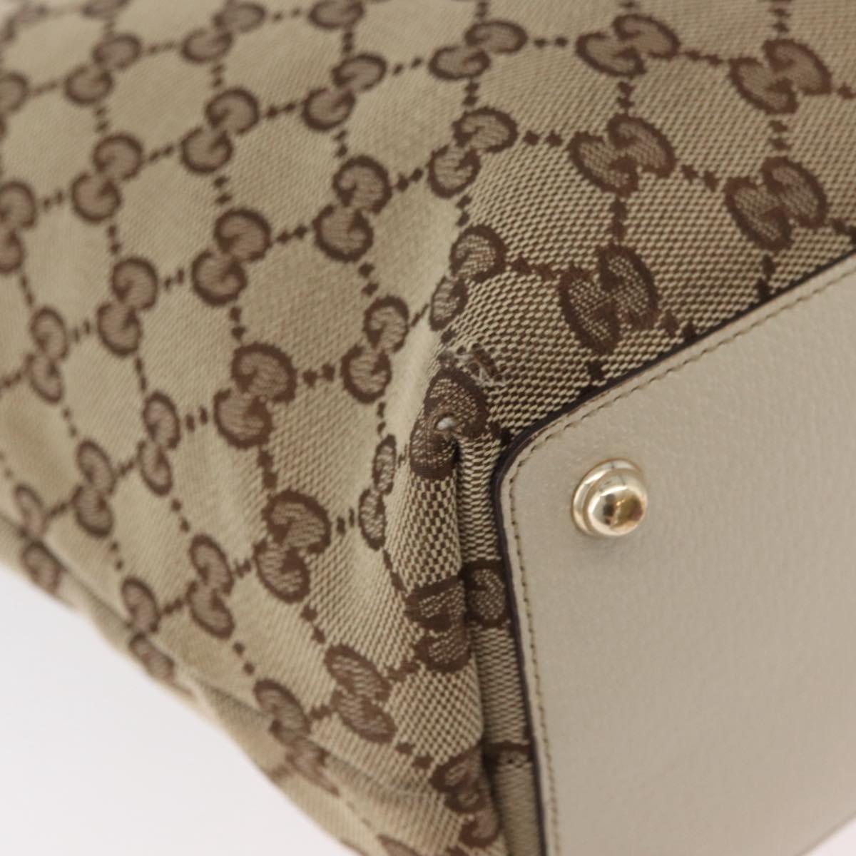 GUCCI GG Canvas Tote Bag Beige Gold 120836 Auth BA12830