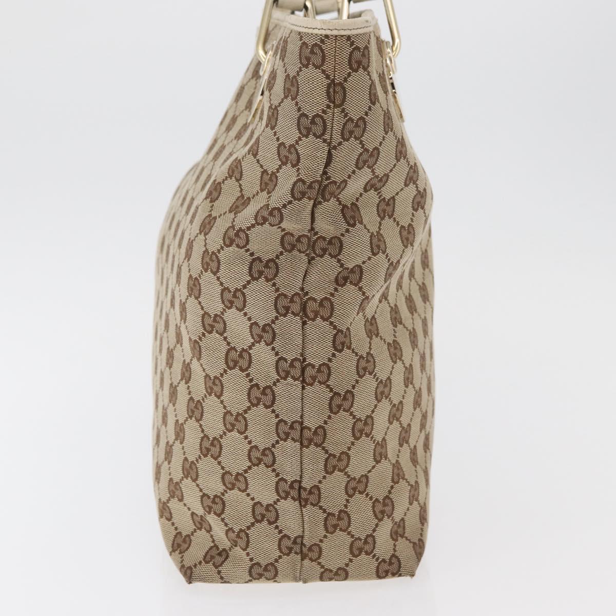 GUCCI GG Canvas Tote Bag Beige Gold 120836 Auth BA12830