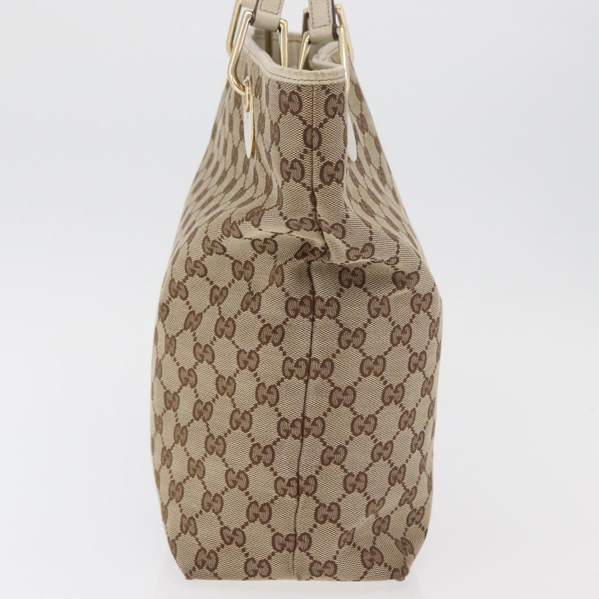 GUCCI GG Canvas Tote Bag Beige Gold 120836 Auth BA12830