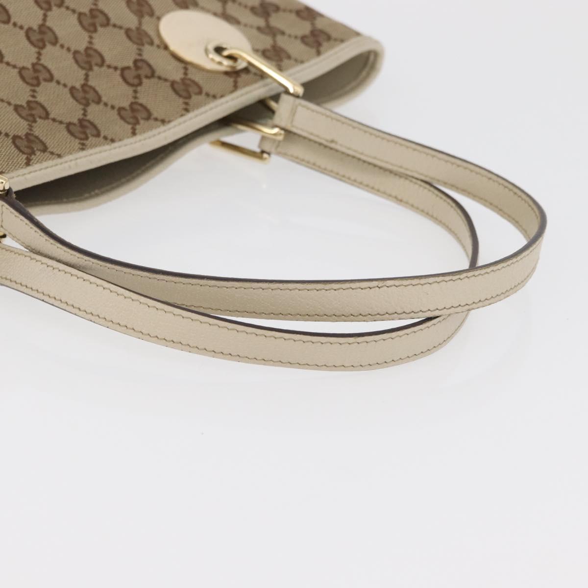 GUCCI GG Canvas Tote Bag Beige Gold 120836 Auth BA12830