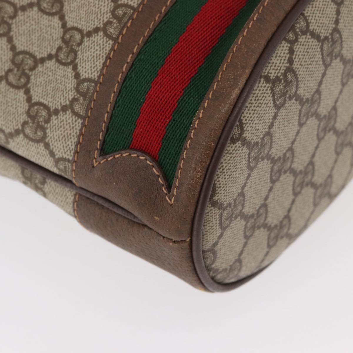GUCCI GG Supreme Web Sherry Line Bag PVC Beige Gold 41 02 085 Auth BA12841