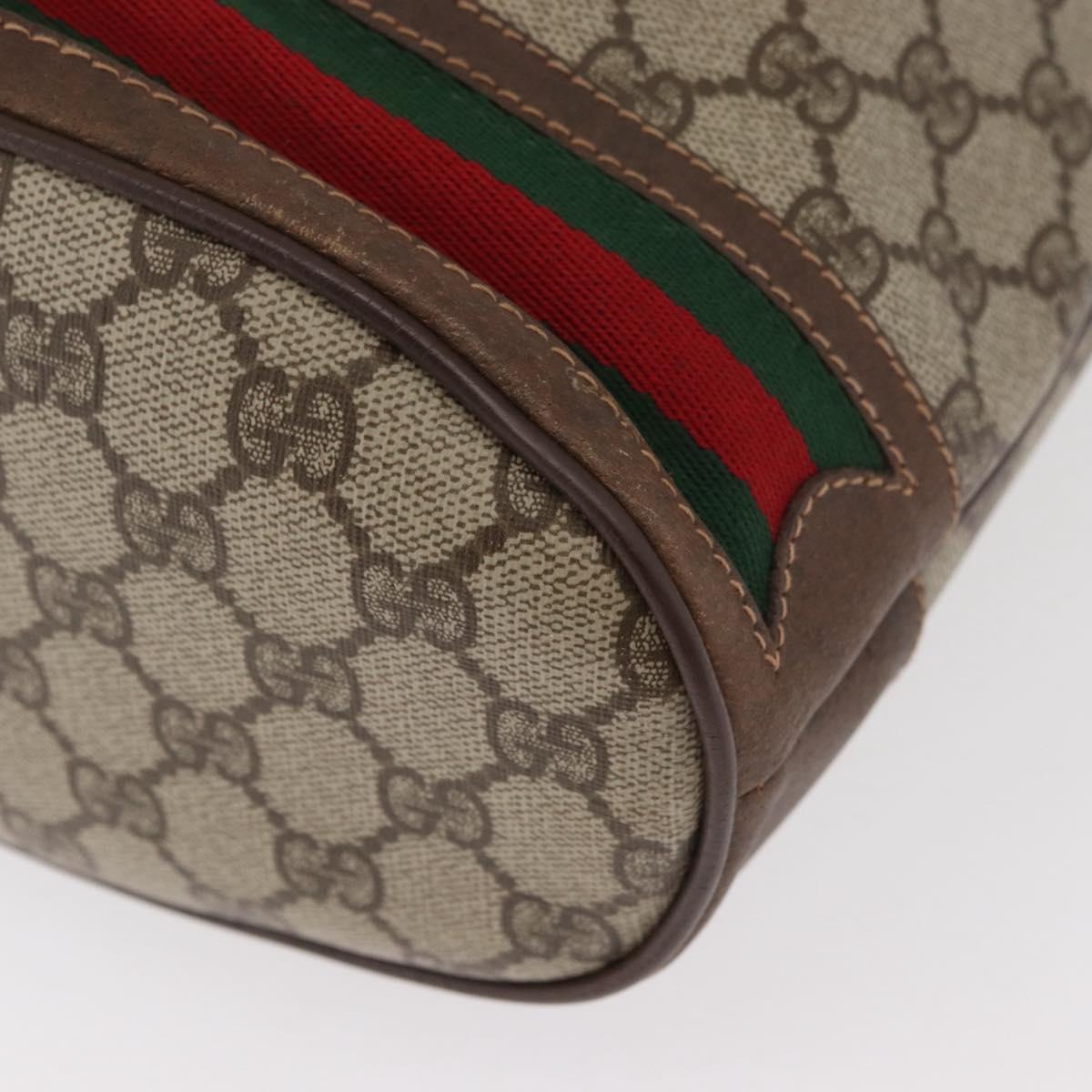 GUCCI GG Supreme Web Sherry Line Bag PVC Beige Gold 41 02 085 Auth BA12841