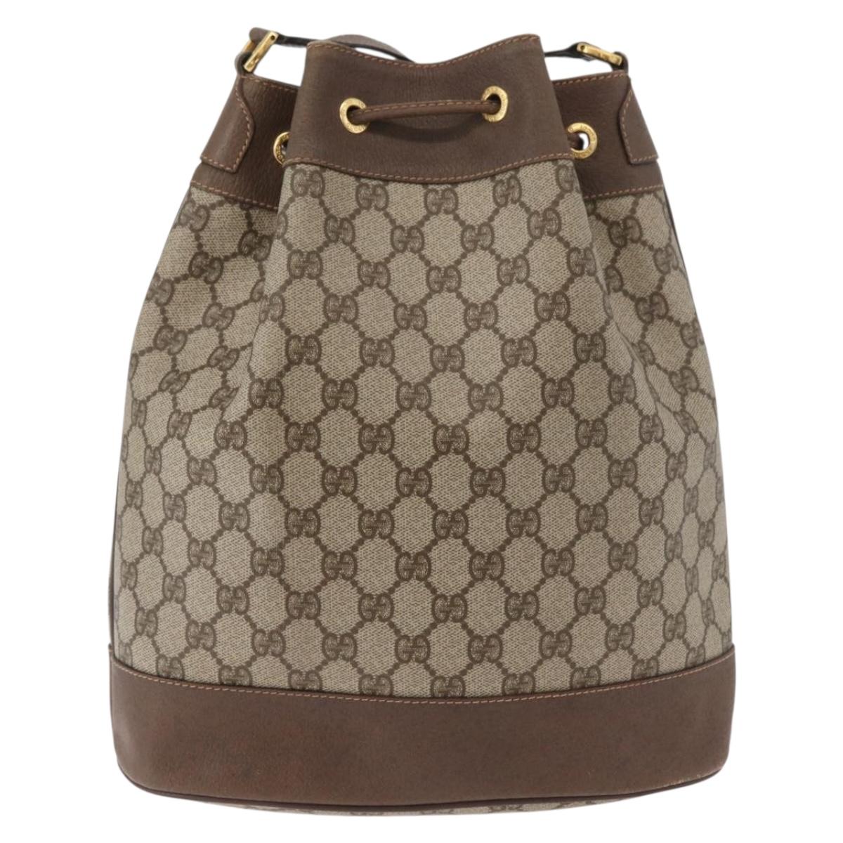 GUCCI GG Supreme Web Sherry Line Bag PVC Beige Gold 41 02 085 Auth BA12841