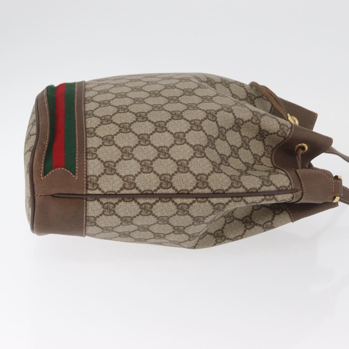 GUCCI GG Supreme Web Sherry Line Bag PVC Beige Gold 41 02 085 Auth BA12841