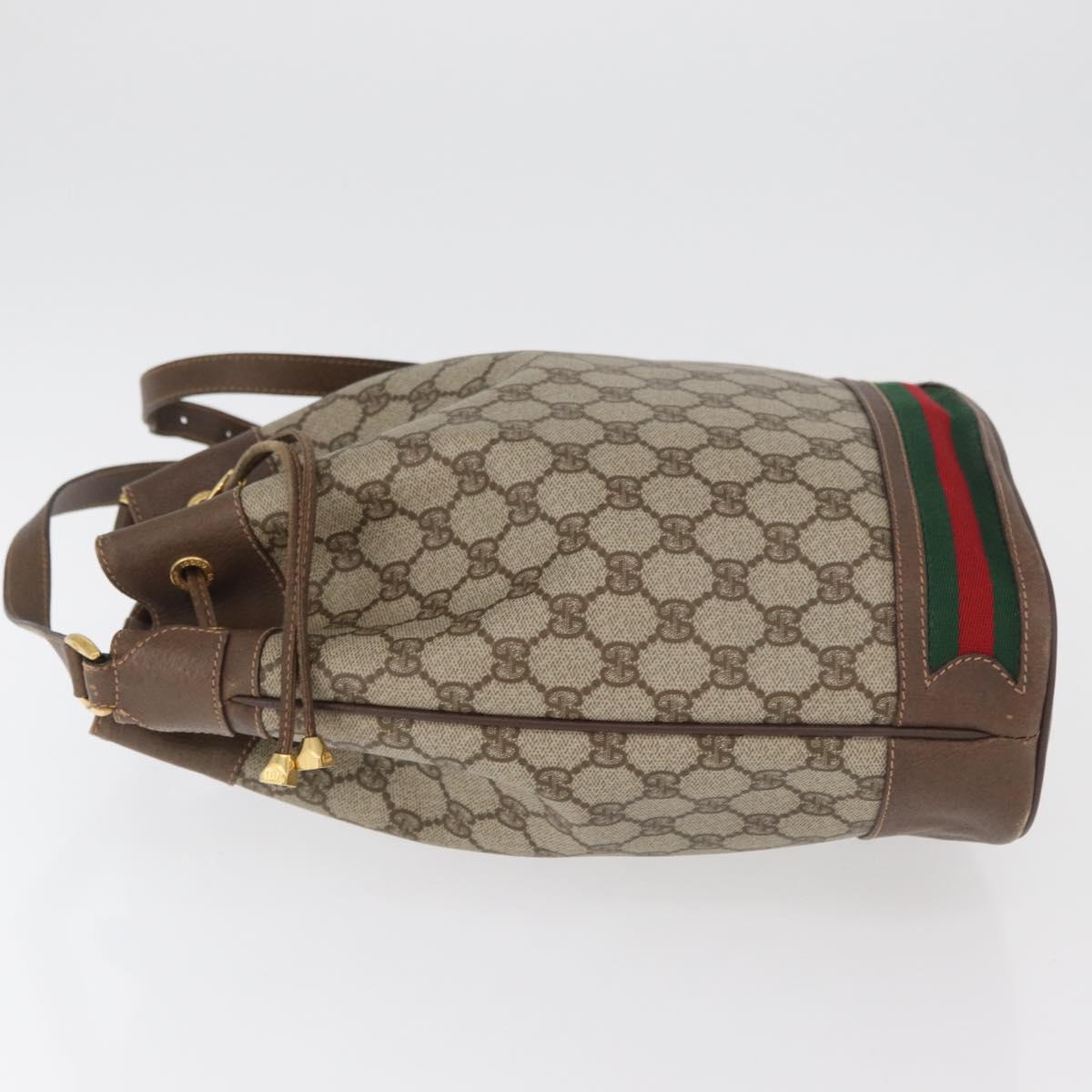 GUCCI GG Supreme Web Sherry Line Bag PVC Beige Gold 41 02 085 Auth BA12841