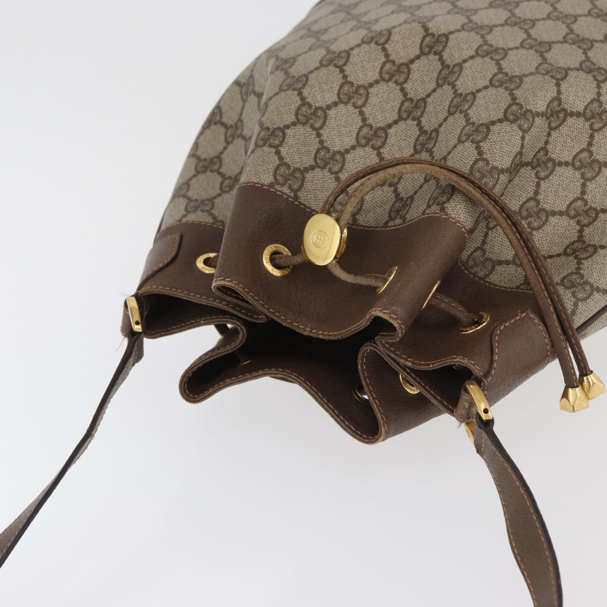 GUCCI GG Supreme Web Sherry Line Bag PVC Beige Gold 41 02 085 Auth BA12841