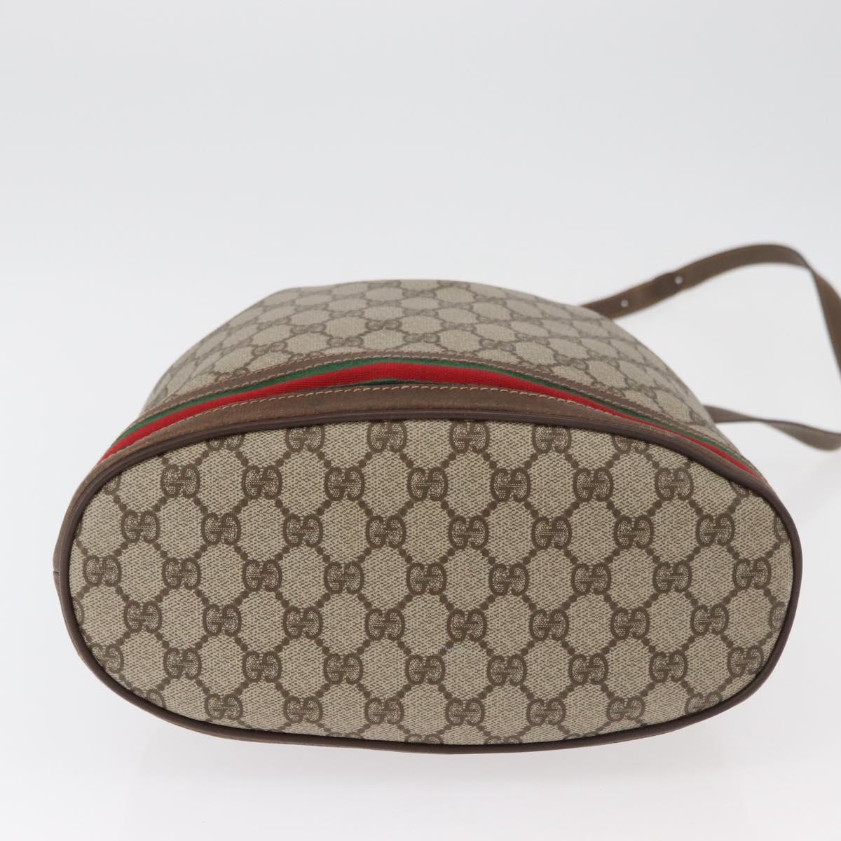 GUCCI GG Supreme Web Sherry Line Bag PVC Beige Gold 41 02 085 Auth BA12841