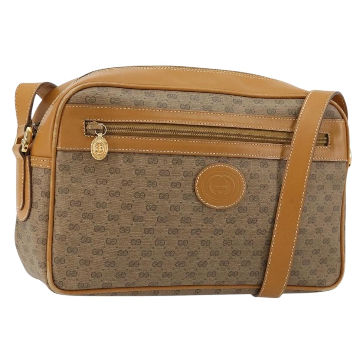 GUCCI Micro GG Supreme Shoulder Bag PVC Beige Gold 001 56 0942 Auth BA12842