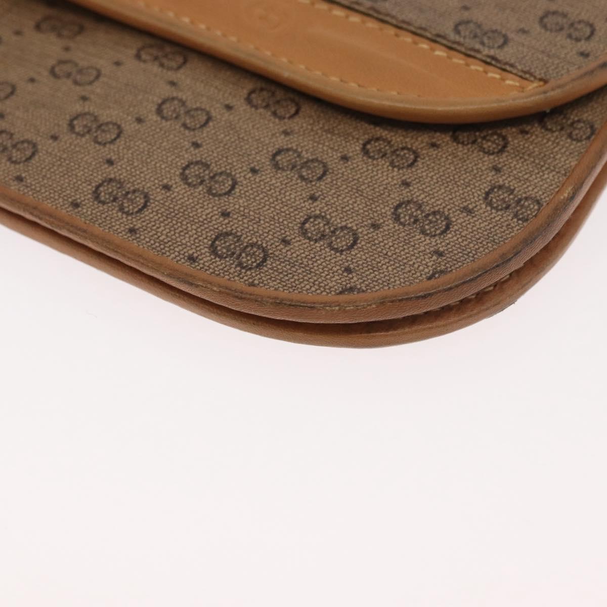 GUCCI Micro GG Supreme Shoulder Bag PVC Beige Gold Auth BA12843