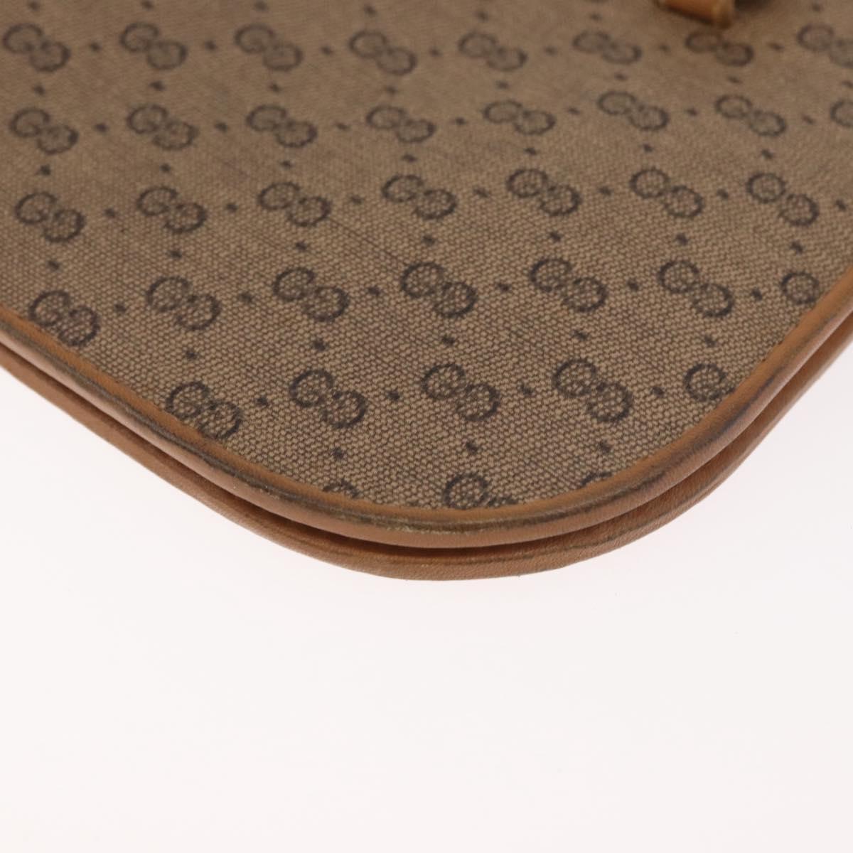 GUCCI Micro GG Supreme Shoulder Bag PVC Beige Gold Auth BA12843