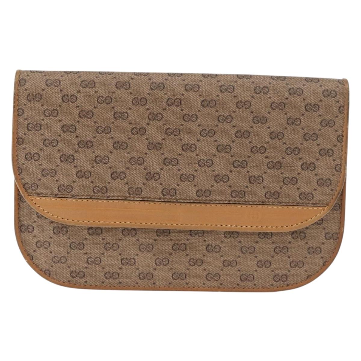 GUCCI Micro GG Supreme Shoulder Bag PVC Beige Gold Auth BA12843