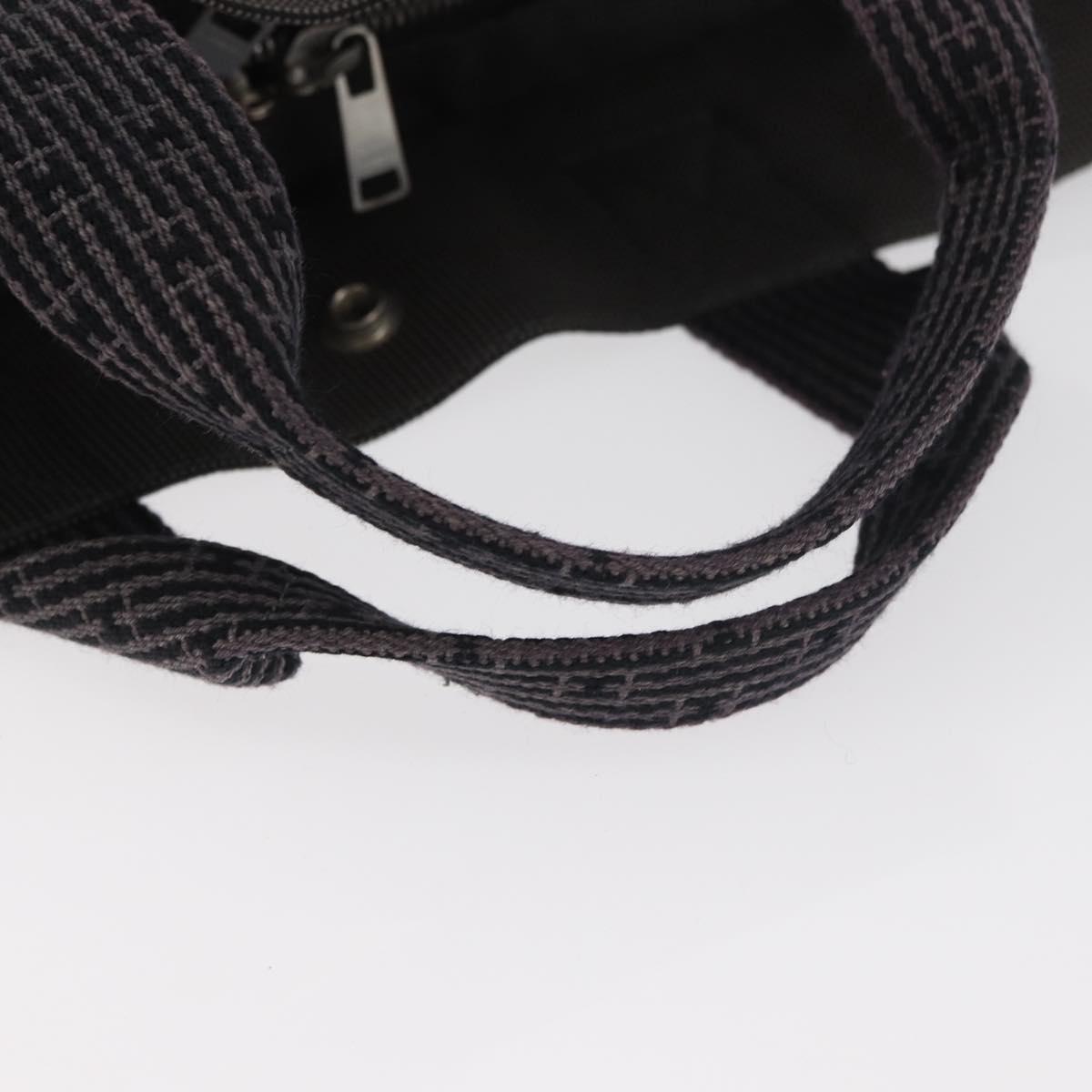 HERMES Her Line MM Hand Bag Canvas Gray Silver Auth BA12844