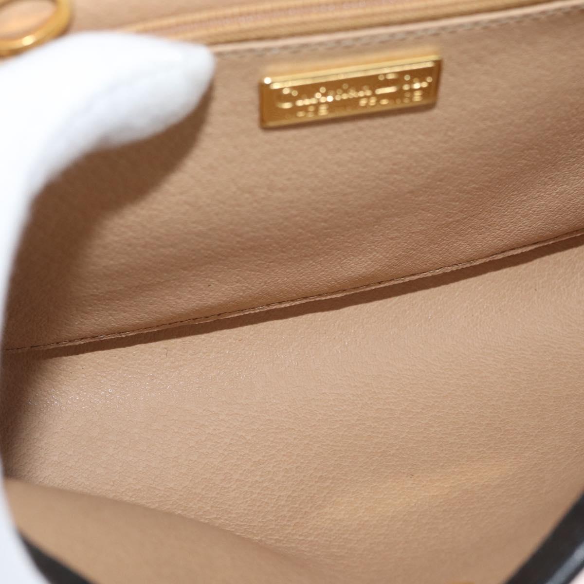 Christian Dior Trotter Canvas Shoulder Bag PVC Black Gold Auth BA12845A