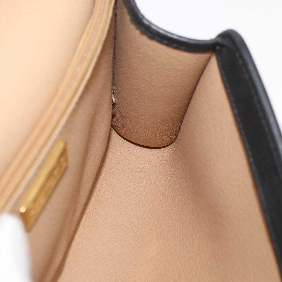 Christian Dior Trotter Canvas Shoulder Bag PVC Black Gold Auth BA12845A
