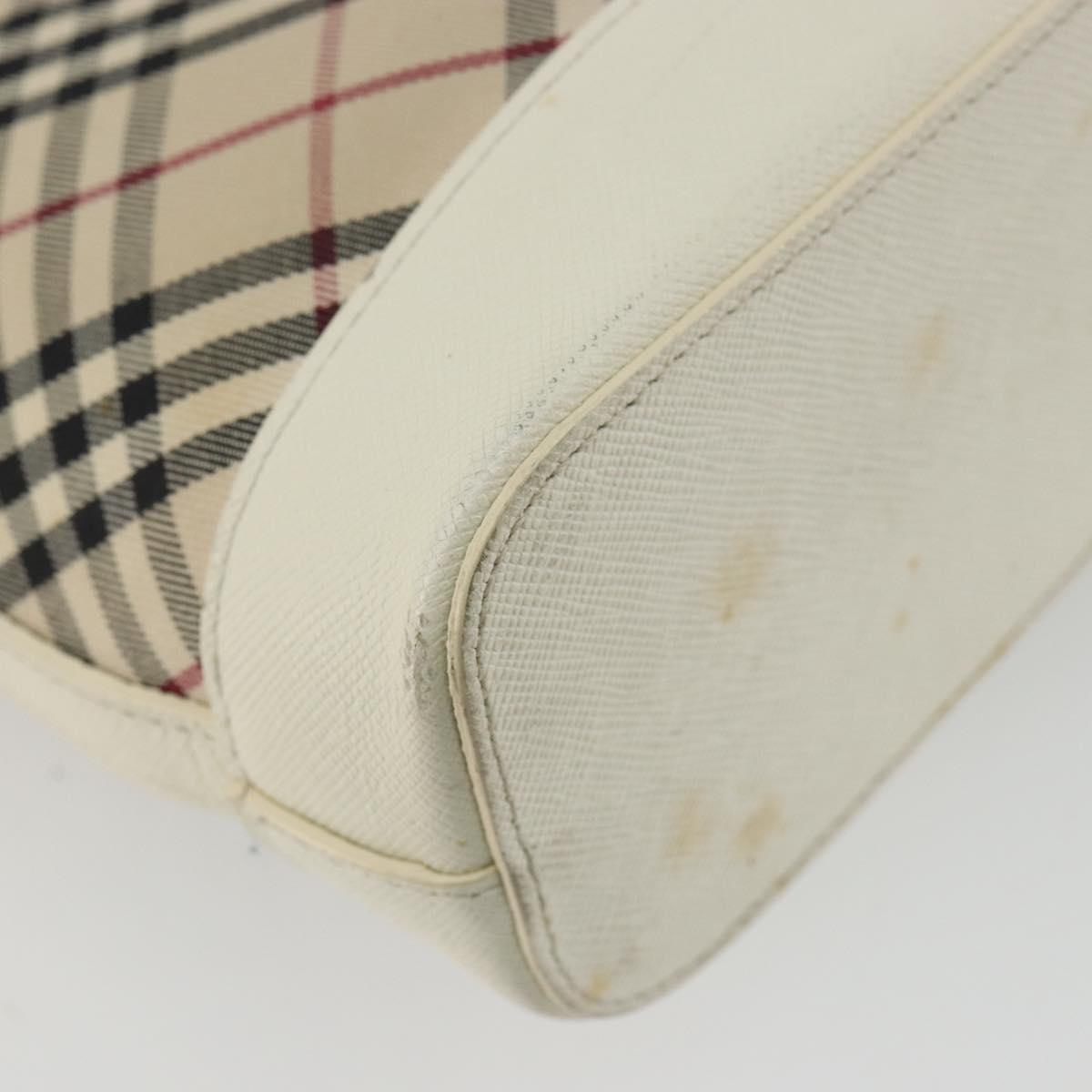 BURBERRY Nova Check Shoulder Bag Canvas Beige Silver Auth BA12846