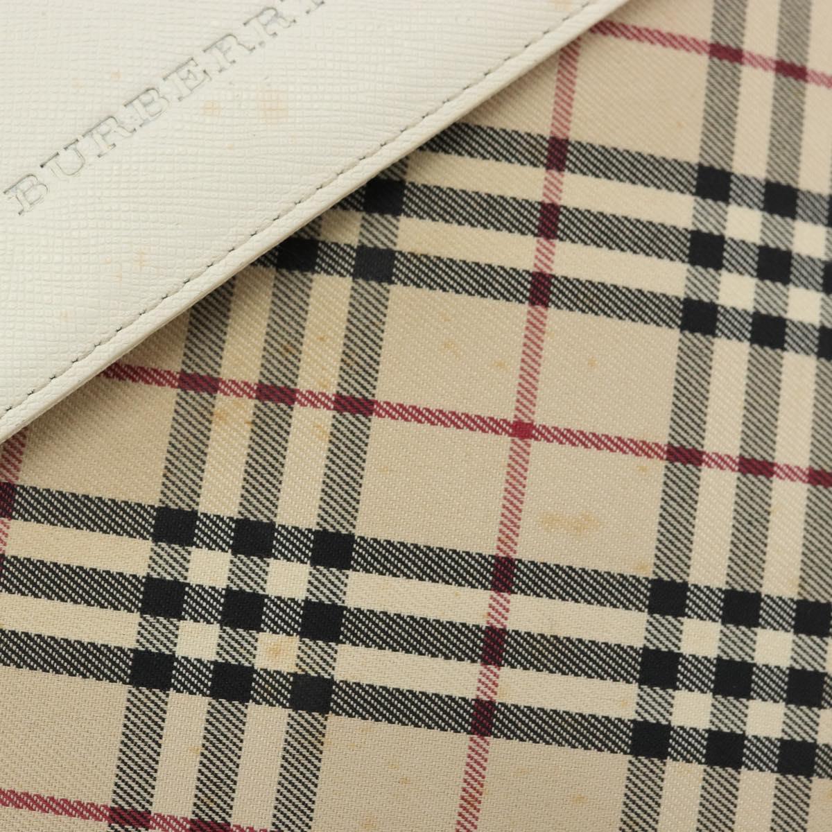 BURBERRY Nova Check Shoulder Bag Canvas Beige Silver Auth BA12846