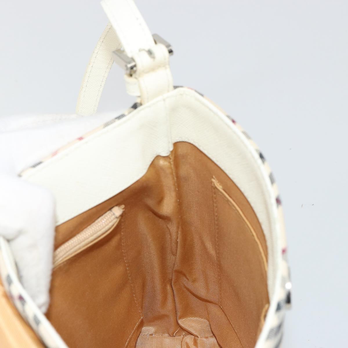 BURBERRY Nova Check Shoulder Bag Canvas Beige Silver Auth BA12846