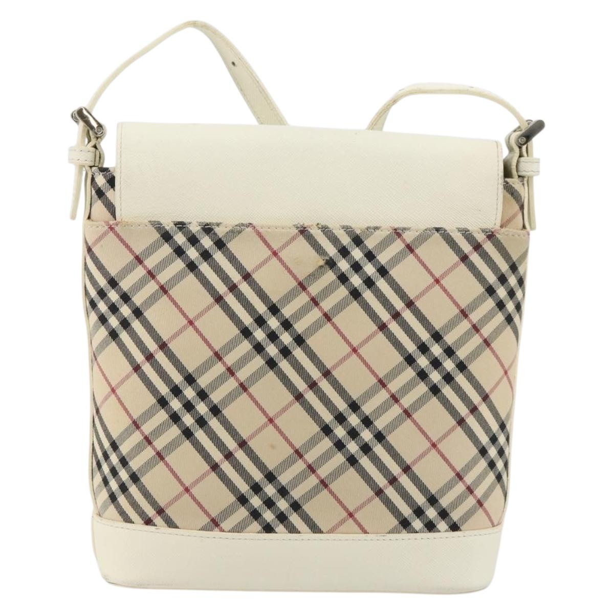 BURBERRY Nova Check Shoulder Bag Canvas Beige Silver Auth BA12846