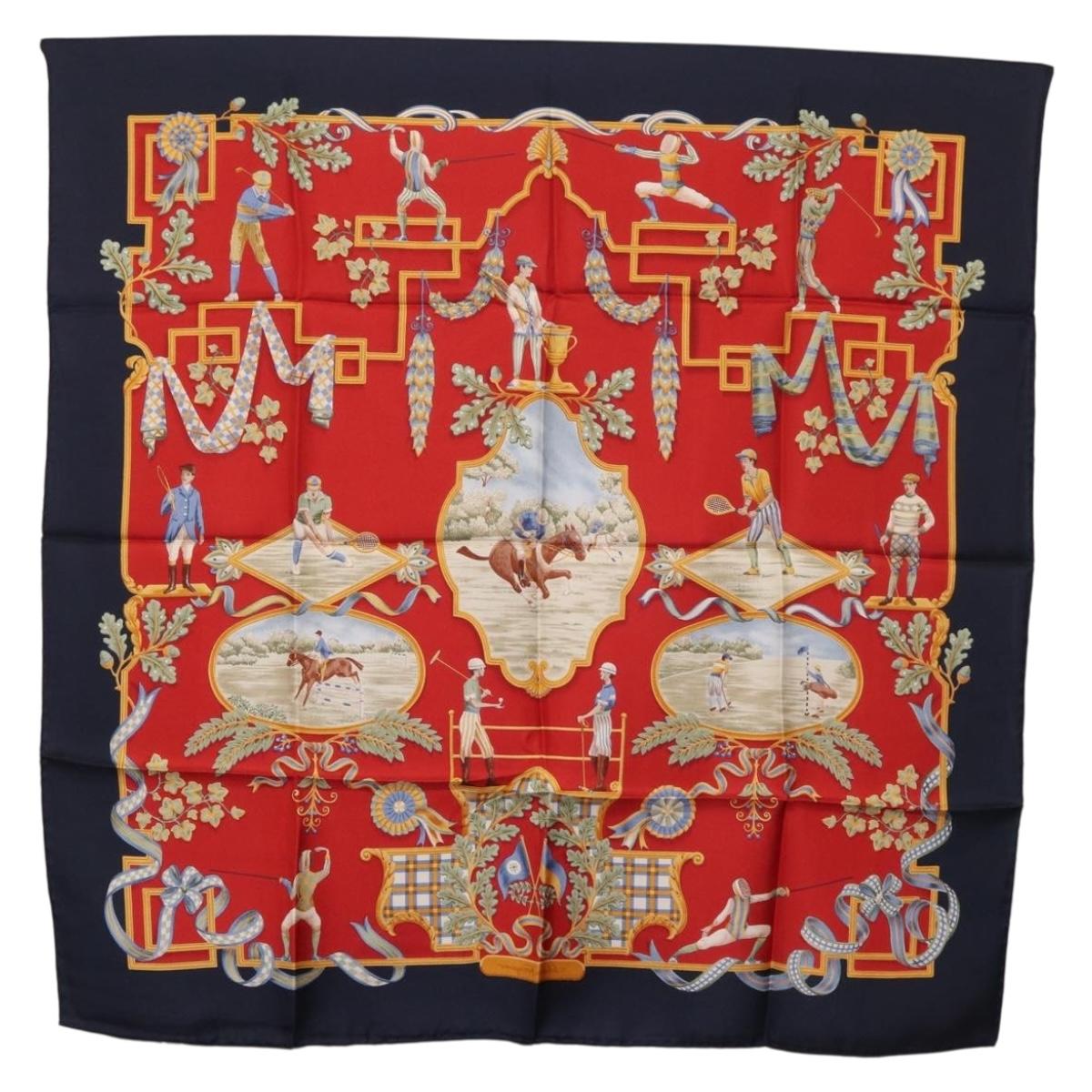 Salvatore Ferragamo Scarf Silk Navy Auth BA12848A