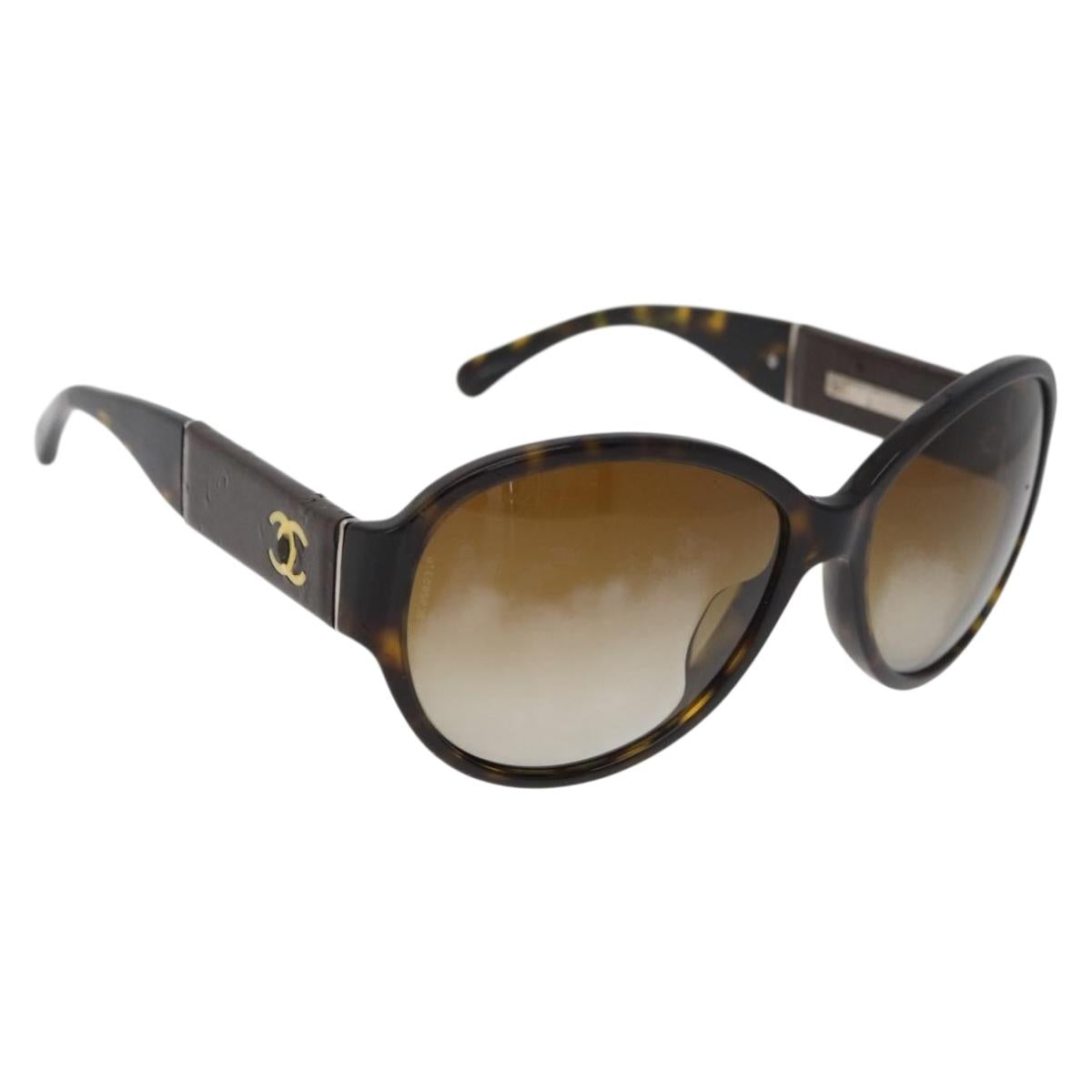 CHANEL Sunglasses plastic Brown CC Auth BA12849