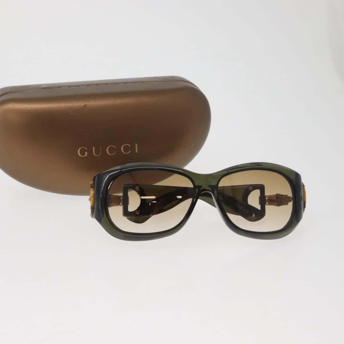 GUCCI Bamboo Horsebit Sunglasses plastic Green Auth BA12852