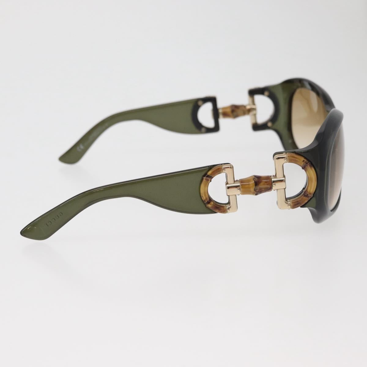 GUCCI Bamboo Horsebit Sunglasses plastic Green Auth BA12852