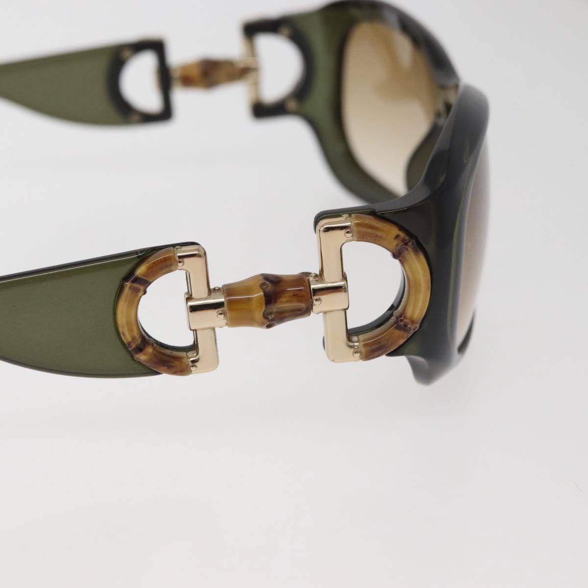 GUCCI Bamboo Horsebit Sunglasses plastic Green Auth BA12852