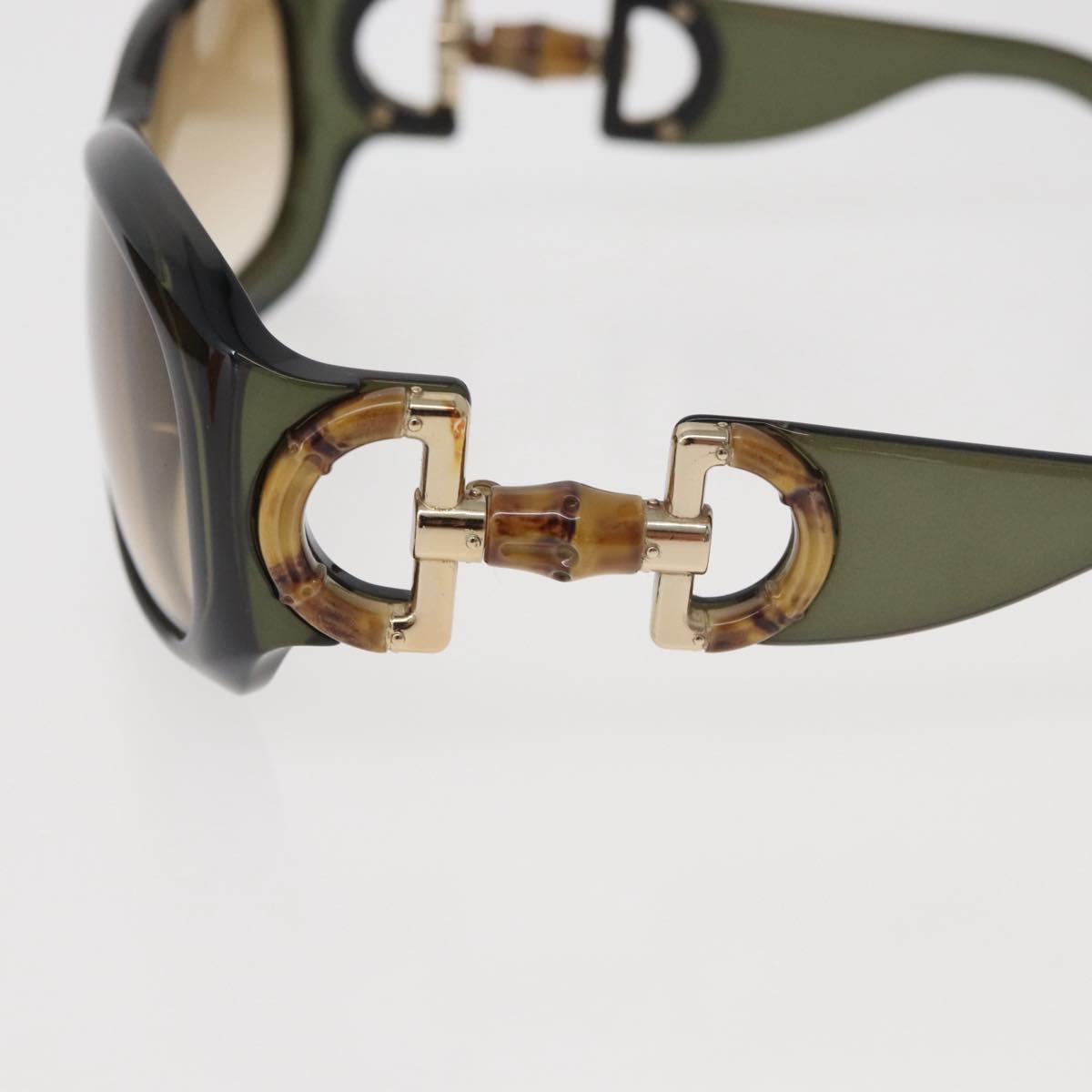 GUCCI Bamboo Horsebit Sunglasses plastic Green Auth BA12852