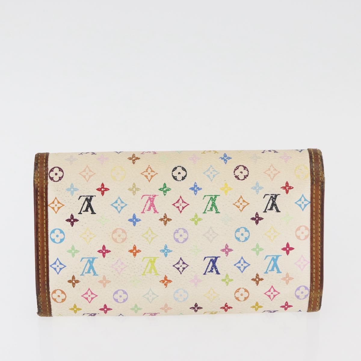 LOUIS VUITTON Monogram Multicolor Wallet 2 Set White LV Auth BA12853