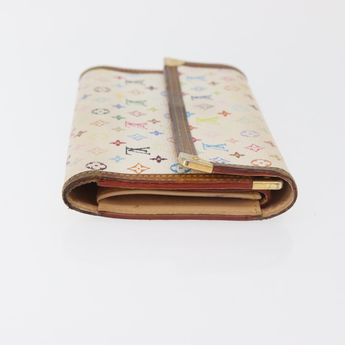 LOUIS VUITTON Monogram Multicolor Wallet 2 Set White LV Auth BA12853