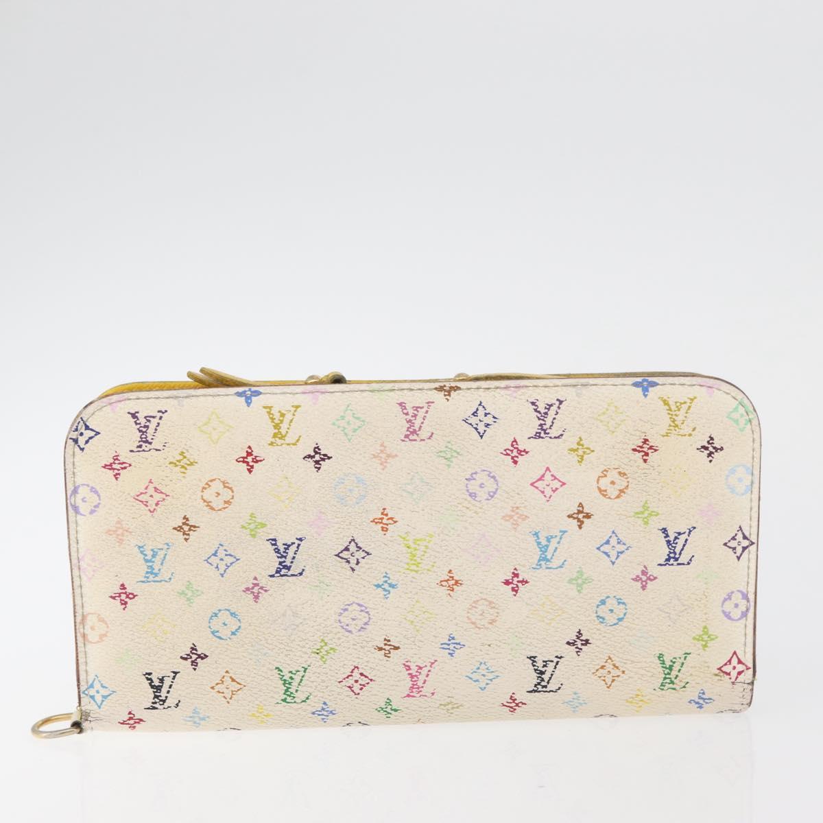 LOUIS VUITTON Monogram Multicolor Wallet 2 Set White LV Auth BA12853