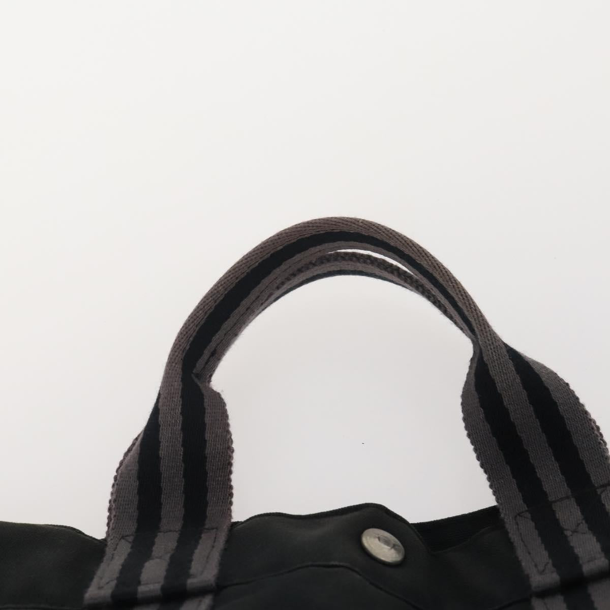 HERMES Fourre Tout MM Hand Bag Canvas 3 Set Navy Black Red Auth BA12857