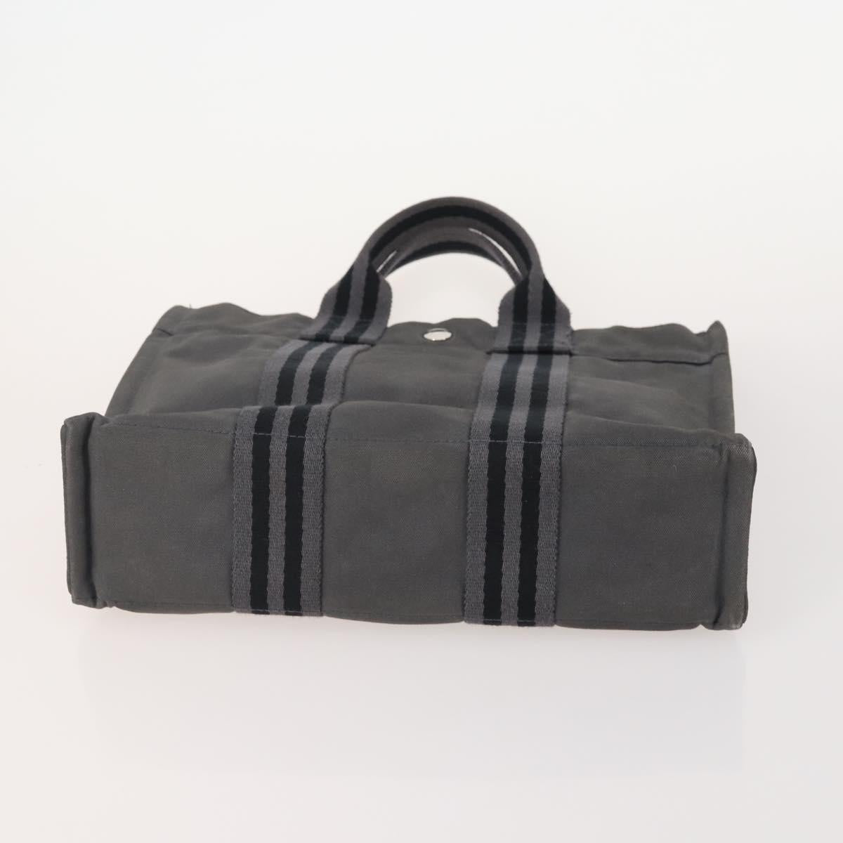 HERMES Fourre Tout PM Hand Bag Canvas 4 Set Gray Red Navy Auth BA12858