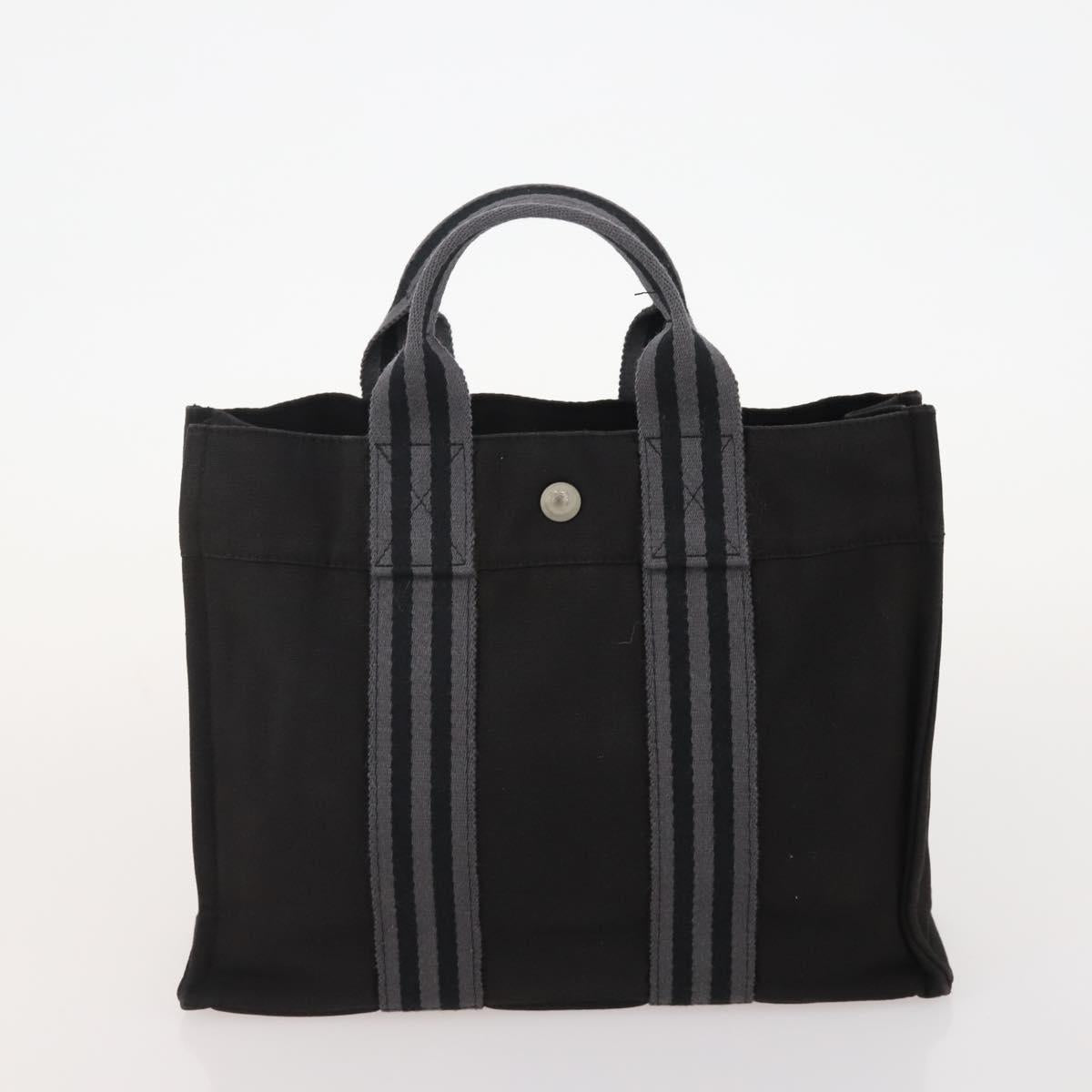 HERMES Fourre Tout PM Hand Bag Canvas 4 Set Gray Red Navy Auth BA12858